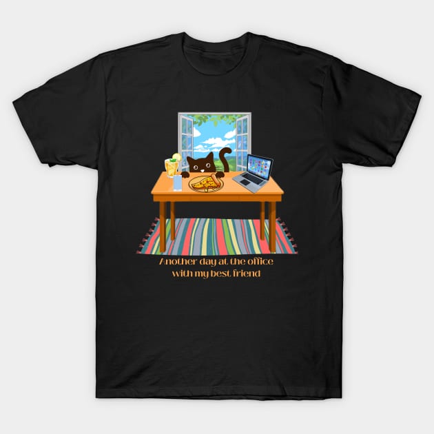 Working From Home with my cat T-Shirt by GenXDesigns